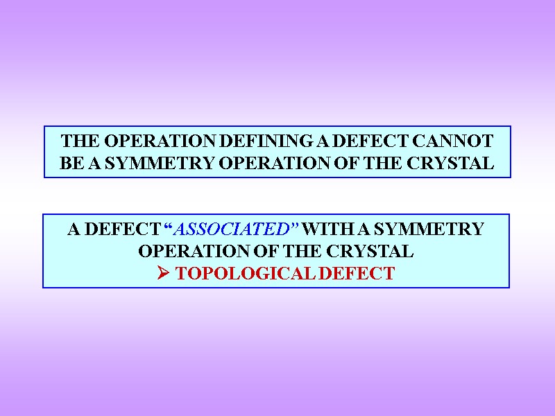 THE OPERATION DEFINING A DEFECT CANNOT BE A SYMMETRY OPERATION OF THE CRYSTAL A